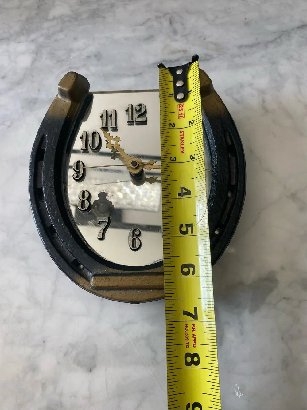 VTG Horseshoe Wall Clock Mirrored Back Craftsman Made